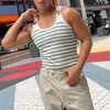 Men's Vests INCERUN Tops 2023 American Style Horizontal Stripe Blue White Strap Buckle Design Casual Sports Knit Waistcoat 230726