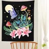 Objets décoratifs Figurines Champignon Lune Étoile Tapisserie Bohème Plantes Florales Debout Esthétique Tenture Murale Tapisseries pour Chambre Noir Tapis Décor 230727