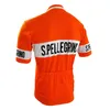 Summer 1976 Orange Retro Cycling Jersey and Bib Shorts 젤 통기 패드 세트 남자 짧은 슬리브 산악 자전거 도로 자전거 225j