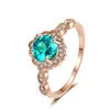 2023 Ny S925 Sterling Silver European och American Fashion Emerald Zircon Rose Rose Gold Set Diamond Proposal Women's Ring