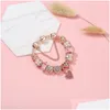 Charmarmband toppkvalitet Rose Gold Pink Sier Pärlor Cherry Red Heart Crystal Butterfly Flower passar europeisk Pandora Charms Safety Dhrhz