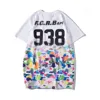 A Bathing Ape Shirt Summer New Black Gradient Camo Sports T-shirt Respirant Homme Casual Col Rond Manches Courtes Blanc