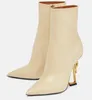 Luxus Winter Opyum Damen Stiefeletten Schwarz Beige Kalbsleder Spitze Zehen Martin Booties Dame High Heel Party Kleid Stiefel EU35-43 mit Box