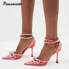 Sandals Runway Style Sparkling Women's Pump Crystal Bow Satin Summer Women's Shoes Leather High Heels Party Ball Shoes 230727