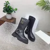 Винтажная аппаратная пряжка Knight Boots Bult Buckle Buckle Cowhide Мотоциклевые ботинки толстые каблуки платформа мода женская дизайнерская обувь фабрика