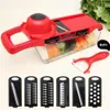 6 Blades Mandoline Slicer Groentesnijder Aardappel Ui Wortel Rasp Chopper Met Handmatige Dunschiller Kleur Rood Milieuvriendelijk229M