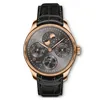 V9F 503404 Calendrier Perpétuel A52610 Montre Automatique pour Homme Or Rose Cadran Gris Marqueurs Numéro Phase de Lune Réserve de Marche Noir Leathe277a