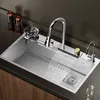 304 évier de cuisine en acier inoxydable grand lavabo à cuve unique accessoires de cuisine ensemble de vidange Topmount/drop-in/undermount