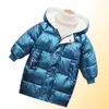ダウンコート男の子ジャケット冬のコートチルドレン厚い長い子供スノースーツオーバーコート服ソリッド3925283のための温かいアウターウェアフード付き