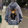 Men's Hoodies Sweatshirts Autumn Middle Finger Bear Print Casual Hooded Sweatshirt For Men Japanese Hoodies Pullover Harajuku Fashion Y2K Streetwear 230727