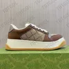 Ny screener duk sneaker kvinnor plattform casual skor läder vintage tränare mens sportskor blå röd webbband snörning med låda no452