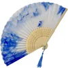 Chinese Style Products Style chinois paysage peinture ventilateur pliant gravé bambou côtes danse ventilateur haute qualité gland élégant hommes femme ventilateur