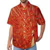 Men's Casual Shirts Red Peacock Feathers Cute Animal Beach Shirt Hawaiian Aesthetic Blouses Male Printed 3XL 4XL