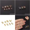Stud 1Pc 16G Cz Ear Piercing Cartilage Earrings Flower Star Butterfly Conch Rook Tragus Flat Labret Back Jewelry Drop Delivery Dhcw4