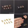 Stud 1PC 16G CZ Uszy Kościelne Kolczyki Kolczyki kwiatowe Butterfly Conch Rook Tragus Flat Labret Backy Dostawa DHCW4