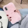 Mobiltelefonfodral för iPhone 11 Pro 8 Plus XR XS Max Cases Warm Fluffy Furry Plush Hairy Phone Falle Cover Cute Winter Rabbit Soft Fur Rhinestone2905954 Z230728