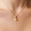 European and American retro S925 sterling silver water drop yellow gem pendant necklace women's fashion versatile jewelry