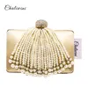 Avondtasjes Parel Tassel Clutch Luxe Satijn Met Kristallen Tas Feestportemonnee Pochette Vrouwelijke Handtas Dag