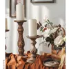Mum tutucular retro ahşap şamdan el yapımı oyma İskandinav ev dekoru yaratıcı düğün masa dekorasyon süsleri hediye fikirleri