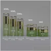 Förpackningsflaskor Frosted Green Glass Bottle Cosmetic Cream Jar Packaging med plastlock Tom spraylotion 20 ml 30 ml 40 ml 60 ml 80 ml 1 OTQDQ