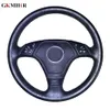 GKMHiR Genuine Leather Black Steering Wheel Cover Hand-Stitched Car Steering Cover for E36 E39 E46 Lnterior Accessories1295b