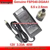 Carregadores Genuíno FSP040-DGAA1 Adaptador CA 12V 3,33A 40W Carregador para FSP 1519N15091 Ponta de 5,5 x 2,5 mm com proteção de metal Fonte de alimentação x0729