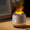 Humidificateur de volcan d'aromathérapie créatif de 400 ml avec veilleuse à flamme - Parfait pour la maison, le yoga et le bureau !