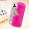 Случаи по сотовым телефонам 3D Fox Head Fuzzy Diamond Phone Case для iPhone 7 8plus XR XSMAX 11 12 13 14 Pro Max теплый плюшевый пушистый мягкий TPU Cover Z230728