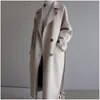 Women'S Wool Blends Womens Winter Beige Elegant Blend Women Korean Fashion Black Long Coats Vintage Minimalist Woolen Overcoat Camel Dhafr