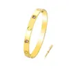 pulseira de designer banhado a ouro 18K masculino pulseira de diamante 4 mm 6 mm 7 mm feminino parafuso de aço inoxidável chave de fenda pulseiras joias de presente ba251S