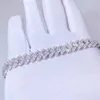 Ожерелье браслета Моссанит 925 Серебряное серебро заморозило ювелирные изделия 8 -мм кубинский браслет Moissanite VV