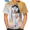 Herren T-Shirts Mode 3D T-Shirt Tier Siberian Husky Lustige Persönlichkeit Kreativer Sommer O-Ausschnitt