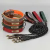 Personalisiertes Hundehalsband-Leinen-Set, individuelle Hundehalsbänder aus PU-Leder mit kostenloser Gravur des Namensschilds für kleine, mittelgroße und große Hunde, Pitbull L230620