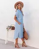 2022 women's new shirt denim dress long skirt split