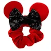 Cartoon Mouse Ear Velvet Large Intestine Ring Sequin Bowknot Children's Amusement Park Party Theme Versatile Hair Ornament Hair Ring