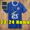 23 24 RC Strasbourg alsace Soccer Jerseys Gameiro Ajorque Maillot de Foot Home Blue 2023 2024 Ahholou Thomasson Lienard Diallo Djiku M.Waris Caci Football Shirts
