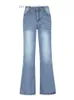 Women's Jeans High waist Denim pocket jeans women's street clothes casual slow jeans retro blue full pants super large best straight pants Z230728