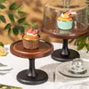 Kitchen Storage 1 Set Of Cake Stand With Dome Cover Cupcake Wooden Display Covered Holder