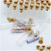 Förpackningsflaskor Glas Favor Burkar med Cork Lids Drift Bottle Mini Jar för DIY Crafts Favors Drop Delivery Office School Business Indus Otnfw