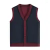 Men's Vests 2023 Style Spring And Autumn Stripe Sweater Vest Knitted Male Cardigan Tops Classic A89