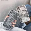 Fundas para teléfonos celulares para iPhone 11 Pro 8 Plus XR XS MAX Fundas cálidas y esponjosas de felpa peluda para teléfono Funda linda de invierno Conejo Piel suave Rhinestone82304601385 Z230728