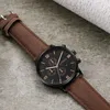 Armbandsur 2023 Men's Casual Fashion Business Sports Watch Genève Leather Strap Calender Quartz Transport Relj Hombre Montre Homme