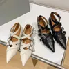 Jurk Schoenen Ochanmeb Punk Multi Metalen Gesp Platte Schoenen Vrouwen Echt Echt Leer Cross-Band Puntschoen Flats Dames Casual Schoenen Comfort