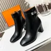 Buckle Boot Decoration Ankel Chunky Heel Side Zipper Fashion Boots High Heeled Leather Boots Womens Designers Brand Shoe Factory Factwear