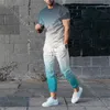 Hommes Survêtements 2023 Hommes Survêtement À Manches Courtes T-shirt Pantalon 2 Pièce Ensemble Tenue Surdimensionné Jogger Sportswear 3D Couleur Imprimer Pantalon Costume
