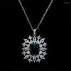 Sacchetti per gioielli Set di smeraldi con diamanti ad alto tenore di carbonio Orecchini a tre pezzi Anello Collana Temperamento Clavicola di pietre preziose leggere di alta qualità retrò