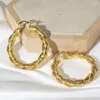 Hoop Earrings AiMi Fashion Jewelry Gold Color For Women Big Round Circle Wave Ear Jewel Accessory 39MM Wide Daily Wear Gift
