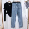 Damenjeans, koreanische Mode, hohe Taille, gerade Taschenjeans, Boyfriend-Jeans, ultradünne, lockere Denim-Hosen für Damen, lässige sechsfarbige Harlan-Hosen Z230728