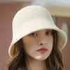 Chapeaux à large bord dames été japonais en forme de cloche chapeau de seau à la main papier paille tissé creux pêcheur soleil