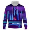 Mens Hoodies Moletons Homens Camisola Primavera e Outono Cidade Noite Cena 3D Impressão Com Capuz Cool Hoodie Moletom Moda Moda Allmatch 230727